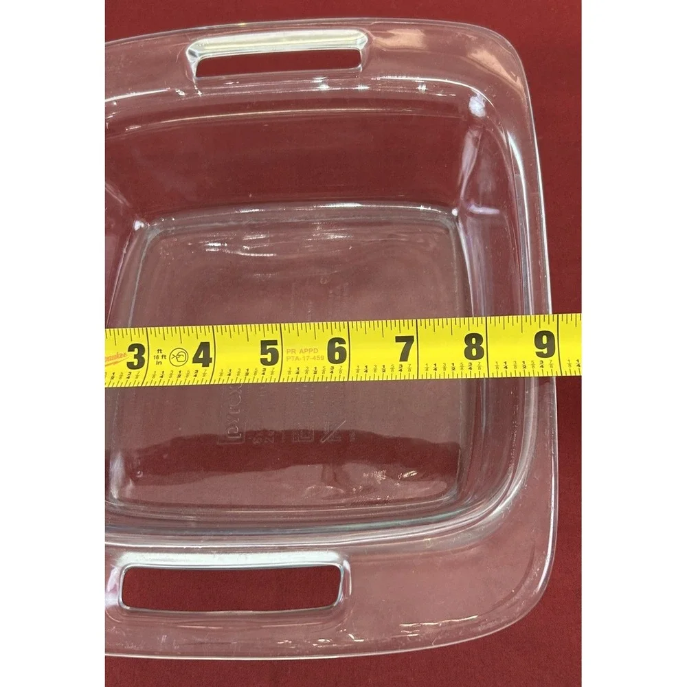 Vintage Pyrex C222 Clear 2 Qt 8 x 8 Casserole Square Baking Pan w/ Handles EUC